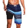 imageSILKWORLD Mens Swim Trunks with Compression Liner 9quot Beach Board Shorts Men 2 in 1 Quick Dry Bathing Suit with Pockets9inchnavyblue