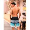 imageSILKWORLD Mens Swim Trunks with Compression Liner 9quot Beach Board Shorts Men 2 in 1 Quick Dry Bathing Suit with PocketsBlackblue