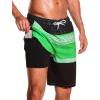 imageSILKWORLD Mens Swim Trunks with Compression Liner 9quot Beach Board Shorts Men 2 in 1 Quick Dry Bathing Suit with PocketsBlackgreenwhite