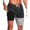 imageSILKWORLD Mens Swim Trunks with Compression Liner 9quot Beach Board Shorts Men 2 in 1 Quick Dry Bathing Suit with PocketsBlackgrey