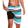 imageSILKWORLD Mens Swim Trunks with Compression Liner 9quot Beach Board Shorts Men 2 in 1 Quick Dry Bathing Suit with PocketsBluewhiteyellow