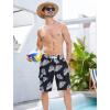 imageSILKWORLD Mens Swim Trunks with Compression Liner QuickDry 10quot Stretch Beach ShortsBlack  White Leaves