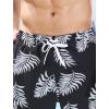 imageSILKWORLD Mens Swim Trunks with Compression Liner QuickDry 10quot Stretch Beach ShortsBlack  White Leaves