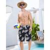 imageSILKWORLD Mens Swim Trunks with Compression Liner QuickDry 10quot Stretch Beach ShortsBlack  White Leaves