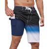 imageSILKWORLD Mens Swim Trunks with Compression Liner QuickDry 10quot Stretch Beach ShortsBlack Blue White Gradient