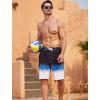 imageSILKWORLD Mens Swim Trunks with Compression Liner QuickDry 10quot Stretch Beach ShortsBlack Blue White Gradient