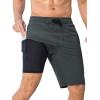 imageSILKWORLD Mens Swim Trunks with Compression Liner QuickDry 10quot Stretch Beach ShortsCharcoal Grey