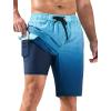 imageSILKWORLD Mens Swim Trunks with Compression Liner QuickDry 10quot Stretch Beach ShortsDark Blue Gradient