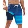 imageSILKWORLD Mens Swim Trunks with Compression Liner QuickDry 10quot Stretch Beach ShortsNavy Blue Gradient