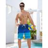 imageSILKWORLD Mens Swim Trunks with Compression Liner QuickDry 10quot Stretch Beach ShortsNavy Blue Gradient
