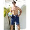 imageSILKWORLD Mens Swim Trunks with Compression Liner QuickDry 10quot Stretch Beach ShortsNavy Blue and White Thread