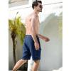 imageSILKWORLD Mens Swim Trunks with Compression Liner QuickDry 10quot Stretch Beach ShortsNavy Blue and White Thread