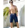 imageSILKWORLD Mens Swim Trunks with Compression Liner QuickDry 10quot Stretch Beach ShortsNavy Blue and White Thread