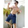 imageSILKWORLD Mens Swim Trunks with Compression Liner QuickDry 10quot Stretch Beach ShortsNavy Blue and White Thread