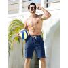 imageSILKWORLD Mens Swim Trunks with Compression Liner QuickDry 10quot Stretch Beach ShortsNavy Blue and White Thread