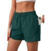 imageSILKWORLD Womens 2 in 1 Athletic Shorts with Zipper Pockets High Waist Workout Shorts for Gym Running2pack Blackdark Green