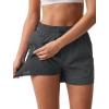 imageSILKWORLD Womens 2 in 1 Athletic Shorts with Zipper Pockets High Waist Workout Shorts for Gym Running2pack Blackdark Grey