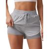 imageSILKWORLD Womens 2 in 1 Athletic Shorts with Zipper Pockets High Waist Workout Shorts for Gym Running2pack Blackgrey