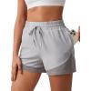 imageSILKWORLD Womens 2 in 1 Athletic Shorts with Zipper Pockets High Waist Workout Shorts for Gym Running2pack Blackgrey