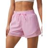 imageSILKWORLD Womens 2 in 1 Athletic Shorts with Zipper Pockets High Waist Workout Shorts for Gym Running2pack Pinkdark Green