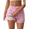 imageSILKWORLD Womens 2 in 1 Athletic Shorts with Zipper Pockets High Waist Workout Shorts for Gym Running2pack Pinkdark Green