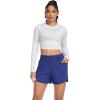 imageSILKWORLD Womens Running Shorts 3quot High Waisted Athletic Shorts for Gym Workout Yoga with Liner and Zipper PocketsBlue