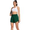 imageSILKWORLD Womens Running Shorts 3quot High Waisted Athletic Shorts for Gym Workout Yoga with Liner and Zipper PocketsDark Green