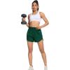 imageSILKWORLD Womens Running Shorts 3quot High Waisted Athletic Shorts for Gym Workout Yoga with Liner and Zipper PocketsDark Green