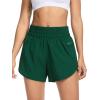imageSILKWORLD Womens Running Shorts 3quot High Waisted Athletic Shorts for Gym Workout Yoga with Liner and Zipper PocketsDark Green