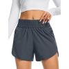 imageSILKWORLD Womens Running Shorts 3quot High Waisted Athletic Shorts for Gym Workout Yoga with Liner and Zipper PocketsDark Grey