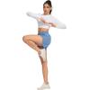 imageSILKWORLD Womens Running Shorts 3quot High Waisted Athletic Shorts for Gym Workout Yoga with Liner and Zipper PocketsGrey Blue