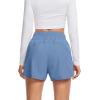 imageSILKWORLD Womens Running Shorts 3quot High Waisted Athletic Shorts for Gym Workout Yoga with Liner and Zipper PocketsGrey Blue