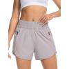 imageSILKWORLD Womens Running Shorts 3quot High Waisted Athletic Shorts for Gym Workout Yoga with Liner and Zipper PocketsLight Grey