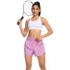 imageSILKWORLD Womens Running Shorts 3quot High Waisted Athletic Shorts for Gym Workout Yoga with Liner and Zipper PocketsPurple Pink