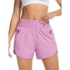 imageSILKWORLD Womens Running Shorts 3quot High Waisted Athletic Shorts for Gym Workout Yoga with Liner and Zipper PocketsPurple Pink