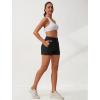 imageSILKWORLD Womens Shorts High Waisted Running Shorts 2 in 1 Quick Dry Gym Shorts with Zipper Pockets Solid Color Black Large