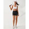 imageSILKWORLD Womens Shorts High Waisted Running Shorts 2 in 1 Quick Dry Gym Shorts with Zipper Pockets Solid Color Black Large