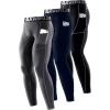 imageSILKWORLD Mens 13 Pack Compression Pants Pockets Cool Dry Gym Leggings Baselayer Running TightsA2dark Navy Blue blackgrey Stripe hemp Gray3pOrd