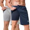 imageSILKWORLD Mens Athletic Basketball Shorts  10quot Mesh Cool Dry Gym Workout Shorts with Liner and Zipper Pockets2pcsNavysteel