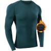 imageSILKWORLD Mens LongSleeve Compression Shirt BaseLayer Running TopB10fleece Lined1piececyan