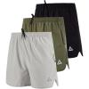 imageSILKWORLD Mens Running Stretch Quick Dry Shorts with Zipper PocketsPack of 23Black  Army Green  Light Grey Pack of 3