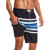 imageSILKWORLD Mens Swim Trunks with Compression Liner 9quot Beach Board Shorts Men 2 in 1 Quick Dry Bathing Suit with Pockets9inchblack Blue