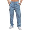 imageSILKWORLD Sweatpants for Men Zipper Cargo Pockets Joggers Open Bottom Casual Pants for Athletic Jogging Running WorkoutGrey Blue