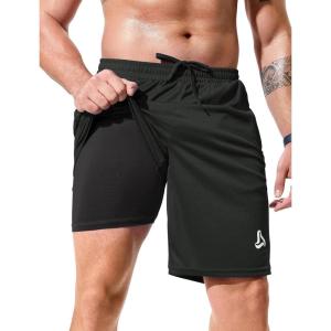 imageSILKWORLD Mens Athletic Basketball Shorts  10quot Mesh Cool Dry Gym Workout Shorts with Liner and Zipper Pockets1pcBlack
