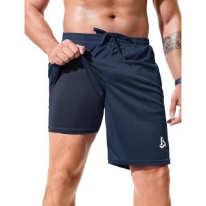 imageSILKWORLD Mens Athletic Basketball Shorts  10quot Mesh Cool Dry Gym Workout Shorts with Liner and Zipper Pockets1pcNavy