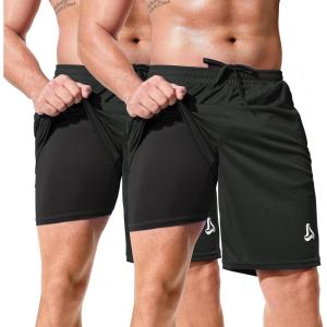 imageSILKWORLD Mens Athletic Basketball Shorts  10quot Mesh Cool Dry Gym Workout Shorts with Liner and Zipper Pockets2pcsBlack2