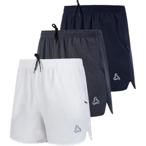 imageSILKWORLD Mens Running Stretch Quick Dry Shorts with Zipper PocketsPack of 23Dark Navy dark Grey whitepack of 3
