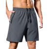 imageSILKWORLD Mens 2 in 1 Running Shorts 7quot Workout Gym Athletic Shorts Quick Dry Lightweight Training Shorts with PocketsDark Grey