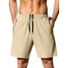 imageSILKWORLD Mens 2 in 1 Running Shorts 7quot Workout Gym Athletic Shorts Quick Dry Lightweight Training Shorts with PocketsKhaki
