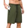 imageSILKWORLD Mens Athletic Running Shorts 2 in 1 Quick Dry Basketball Training Shorts 9 Inch Gym Workout with Zip PocketsArmy Green